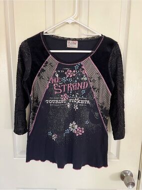 Vintage Y2K Edista The Strand Floral Lace Velvet Top Made USA L